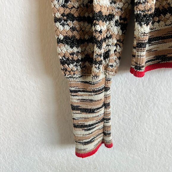 VERONICA BEARD Cecily Wool Blend Puff Sleeve Beige Cardigan Sweater Womens Large - Picture 7 of 11